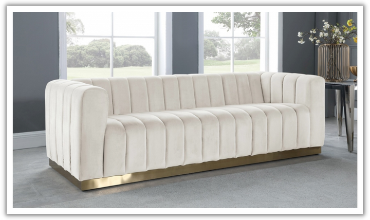 Meridian Furniture Marlon 3-Seater Velvet Upholstered Sofa-Jennifer Furniture