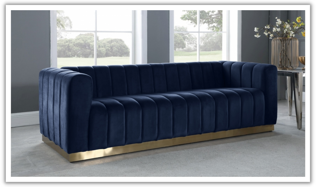 Meridian Furniture Marlon 3-Seater Velvet Tufted Sofa