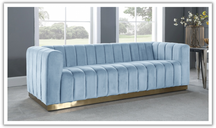 Meridian Furniture Marlon 3-Seater Velvet Tufted Sofa
