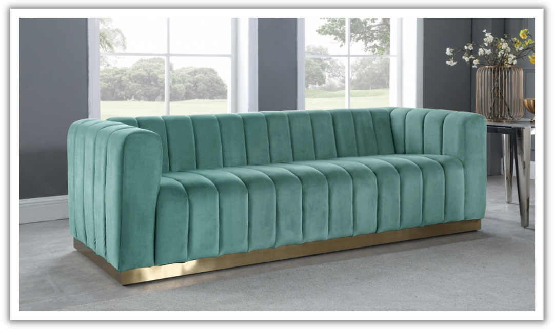Meridian Furniture Marlon 3-Seater Velvet Upholstered Sofa-Jennifer Furniture
