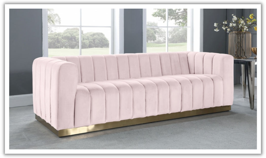 Meridian Furniture Marlon 3-Seater Velvet Upholstered Sofa-Jennifer Furniture