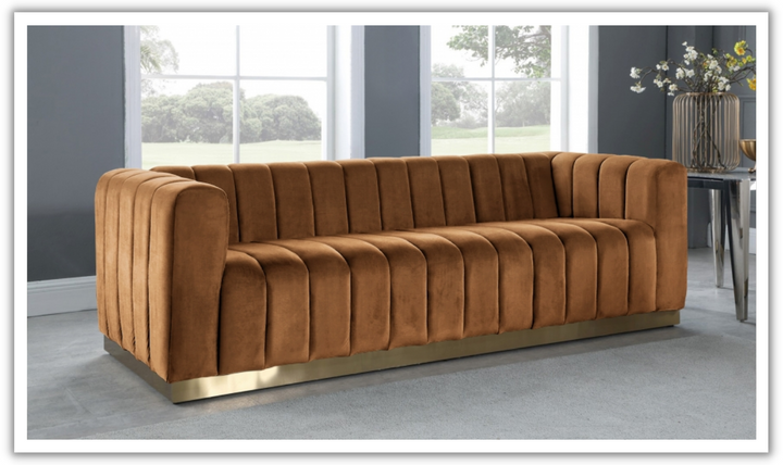 Meridian Furniture Marlon 3-Seater Velvet Upholstered Sofa-Jennifer Furniture