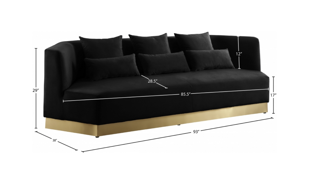 Meridian Furniture Marquis 3-Seater Velvet Upholstered Sofa-Jennifer Furniture