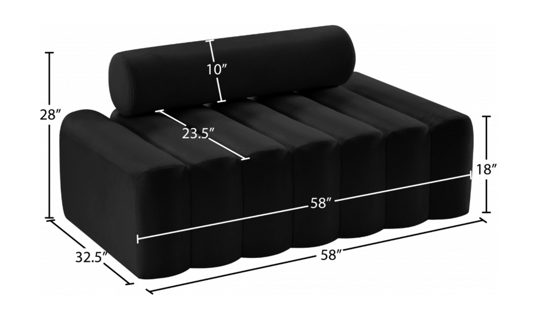 Meridian Furniture Melody 2-Seater Tufted Velvet Upholstered Loveseat