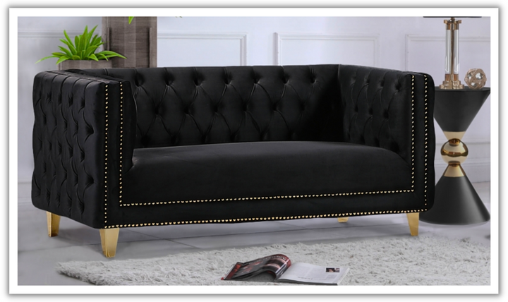 Meridian Furniture Michelle Velvet Upholstered Loveseat Sofa-Jennifer Furniture