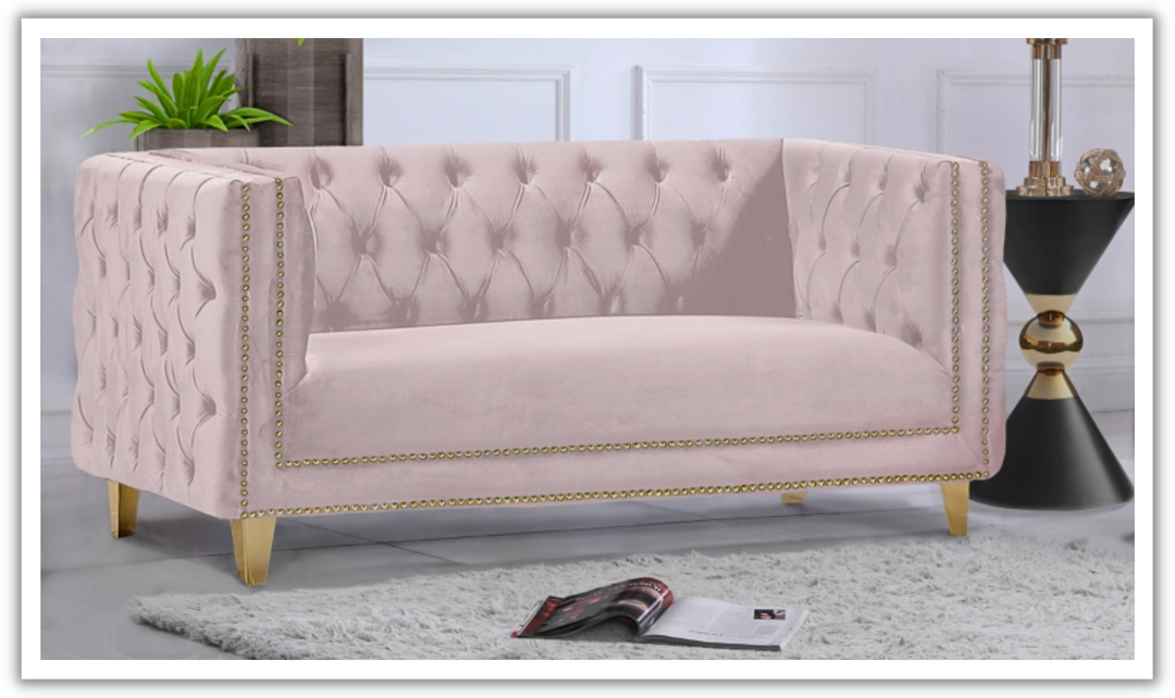 Meridian Furniture Michelle Velvet Upholstered Loveseat Sofa-Jennifer Furniture