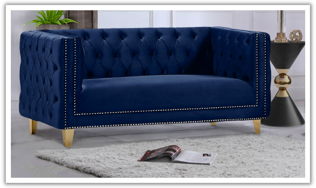 Meridian Furniture Michelle Velvet Upholstered Loveseat Sofa-Jennifer Furniture