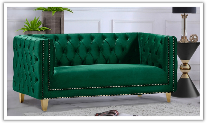 Meridian Furniture Michelle Velvet Upholstered Loveseat Sofa-Jennifer Furniture