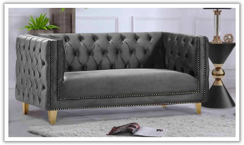 Meridian Furniture Michelle Velvet Upholstered Loveseat Sofa-Jennifer Furniture