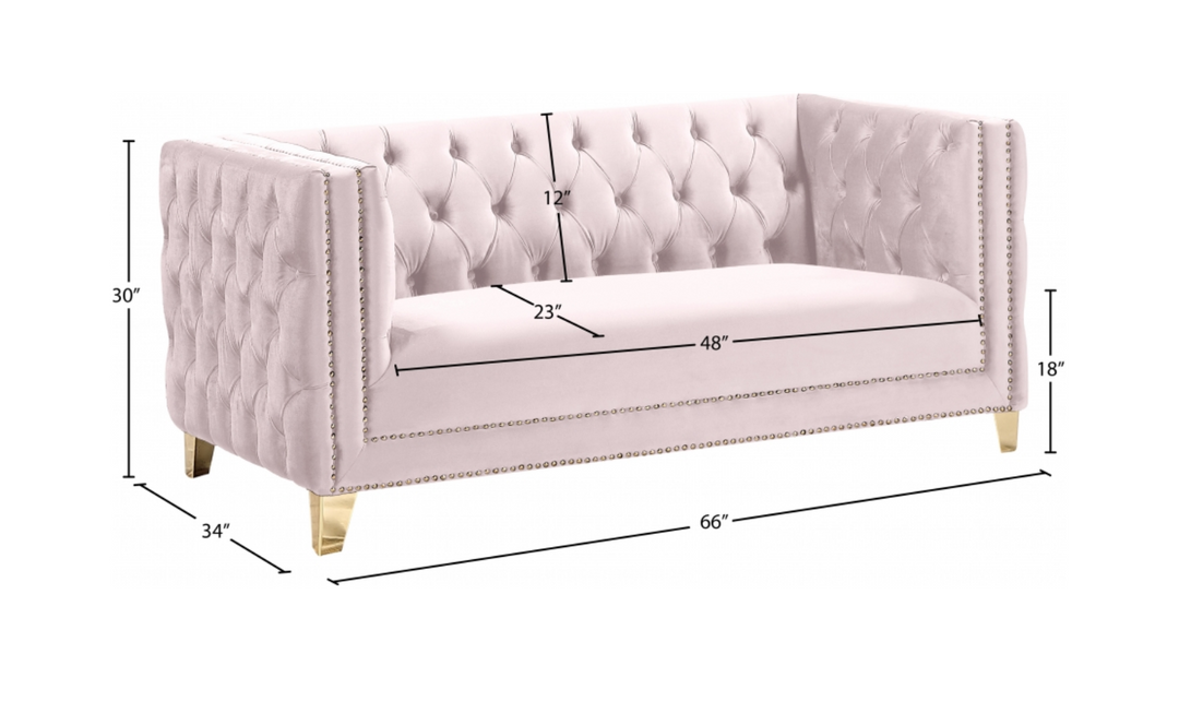 Meridian Furniture Michelle Velvet Upholstered Loveseat Sofa-Jennifer Furniture