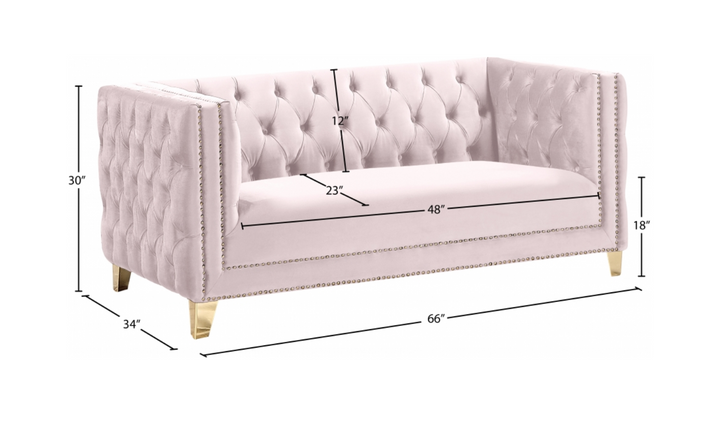 Meridian Furniture Michelle Velvet Upholstered Loveseat Sofa-Jennifer Furniture