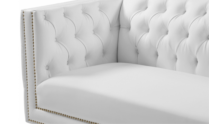 Meridian  Furniture Michelle White Vegan Leather Upholstered Loveseat Sofa-Jennifer Furniture
