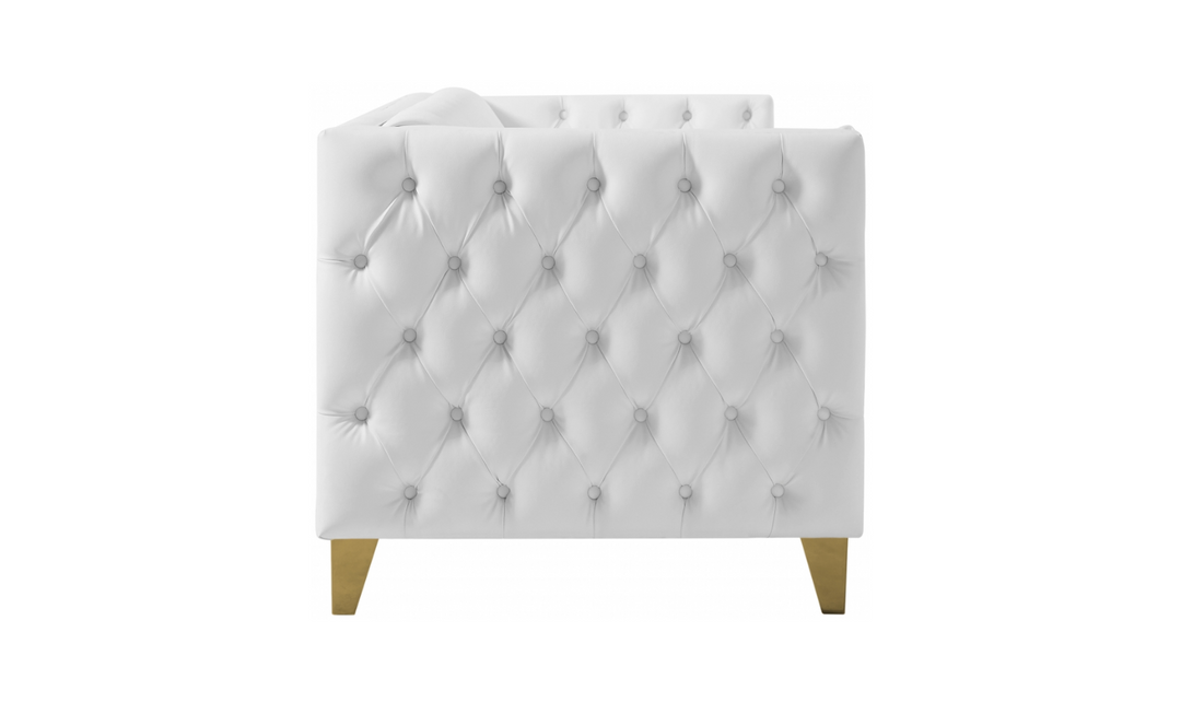 Meridian  Furniture Michelle White Vegan Leather Upholstered Loveseat Sofa-Jennifer Furniture