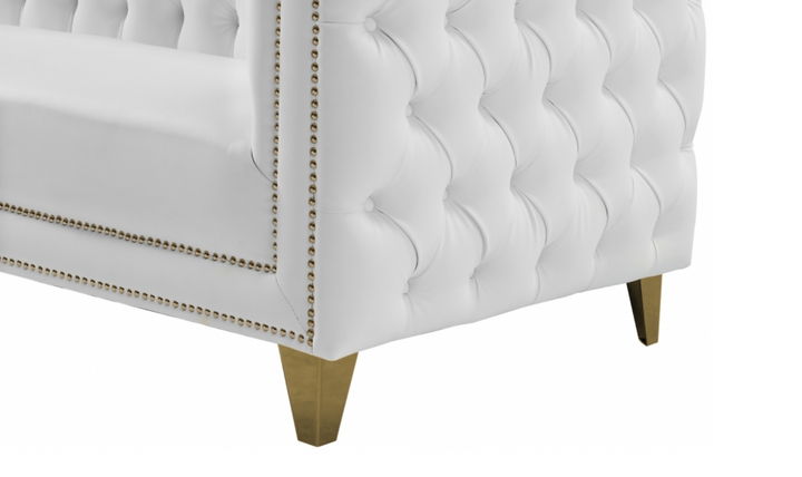 Meridian  Furniture Michelle White Vegan Leather Upholstered Loveseat Sofa-Jennifer Furniture