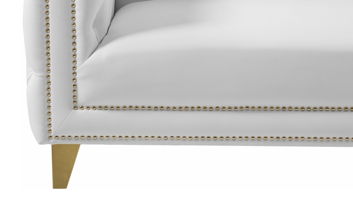 Meridian  Furniture Michelle White Vegan Leather Upholstered Loveseat Sofa-Jennifer Furniture