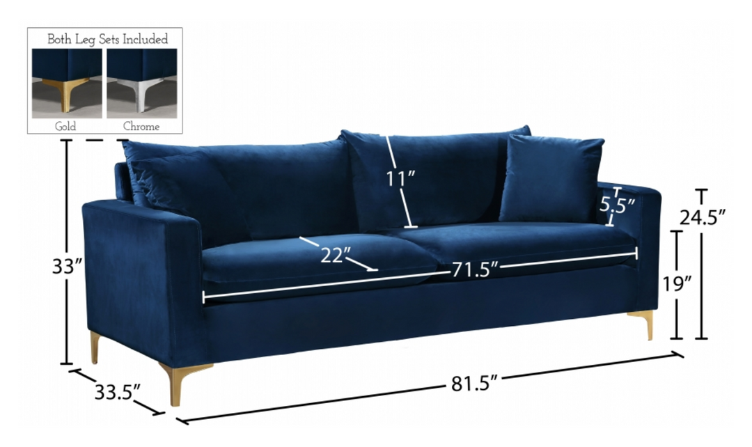 Meridian Furniture Naomi Velvet Upholstered Sofa-Jennifer Furniture
