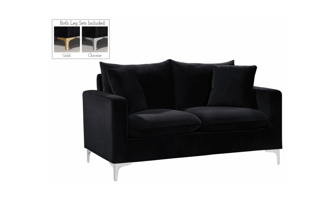 Meridian Furniture Naomi 58" Velvet Upholstered Loveseat