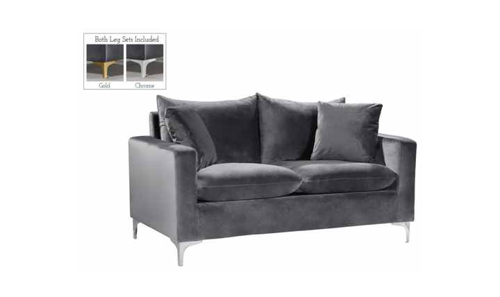 Meridian Furniture Naomi 58" Velvet Upholstered Loveseat