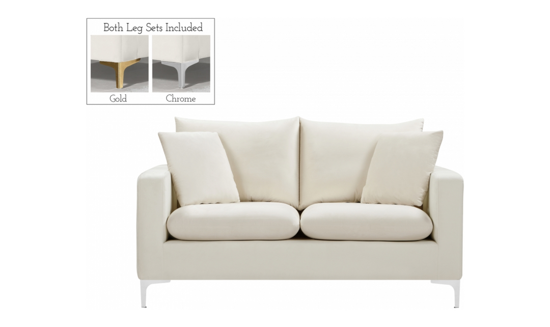 Meridian Furniture Naomi 58" Velvet Upholstered Loveseat
