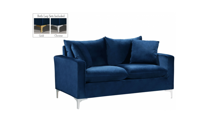 Meridian Furniture Naomi 58" Velvet Upholstered Loveseat