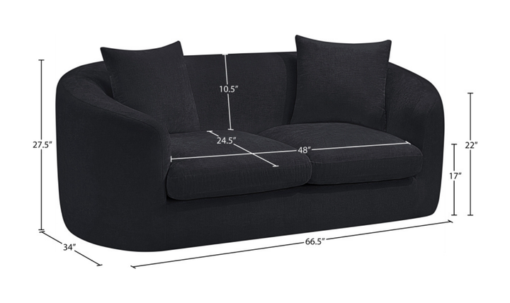 Meridian Furniture Penelope 2-Seater Chenille Fabric Upholstered Loveseat-jennifer furniture