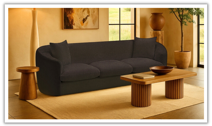 Meridian Furniture Penelope 3-Seater Chenille Fabric Upholstered Sofa