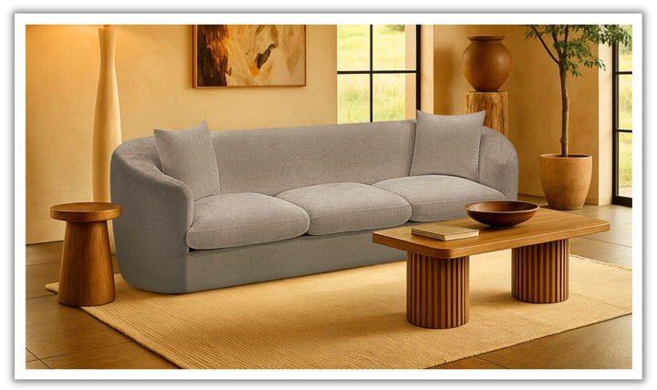 Meridian Furniture Penelope 3-Seater Chenille Fabric Upholstered Sofa