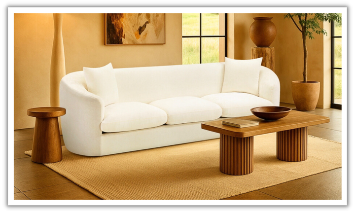 Meridian Furniture Penelope 3-Seater Chenille Fabric Upholstered Sofa