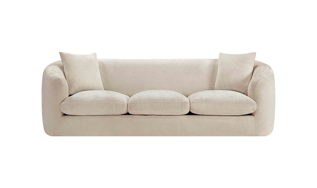 Meridian Furniture Penelope 3-Seater Chenille Fabric Upholstered Sofa