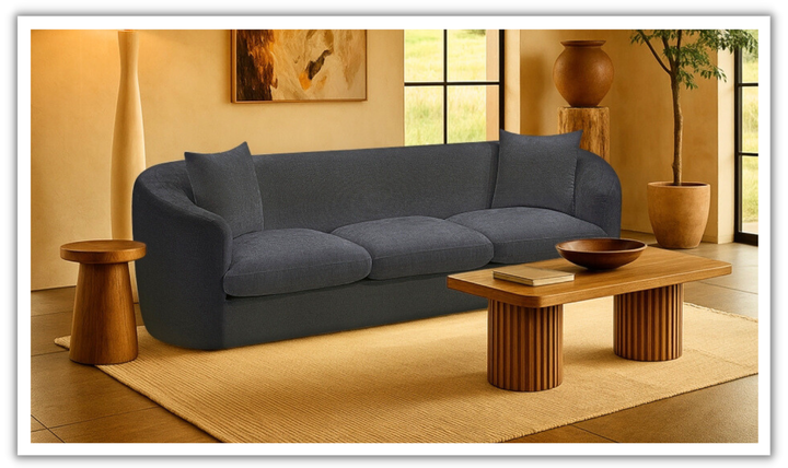 Meridian Furniture Penelope 3-Seater Chenille Fabric Upholstered Sofa