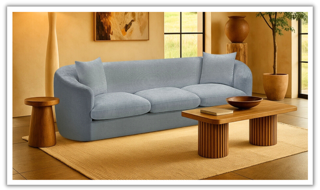 Meridian Furniture Penelope 3-Seater Chenille Fabric Upholstered Sofa