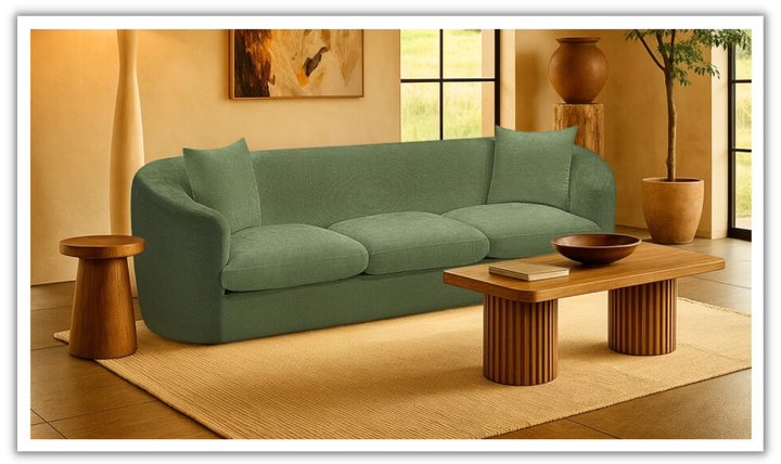 Meridian Furniture Penelope 3-Seater Chenille Fabric Upholstered Sofa