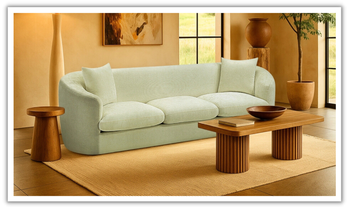 Meridian Furniture Penelope 3-Seater Chenille Fabric Upholstered Sofa