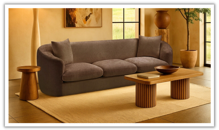 Meridian Furniture Penelope 3-Seater Chenille Fabric Upholstered Sofa
