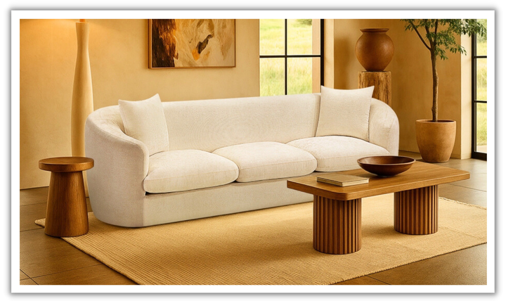 Meridian Furniture Penelope 3-Seater Chenille Fabric Upholstered Sofa
