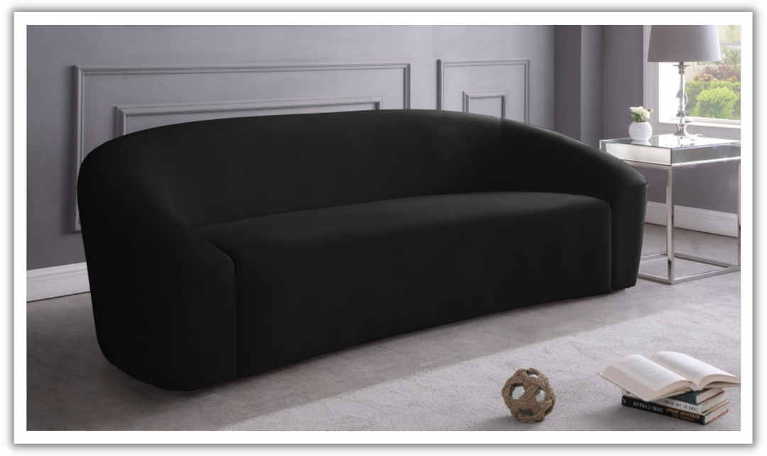 Meridian Furniture Riley 3-Seater Velvet Fabric Upholstered Sofa - Jennifer Furniture