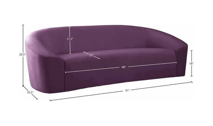 Meridian Furniture Riley 3-Seater Velvet Fabric Sofa