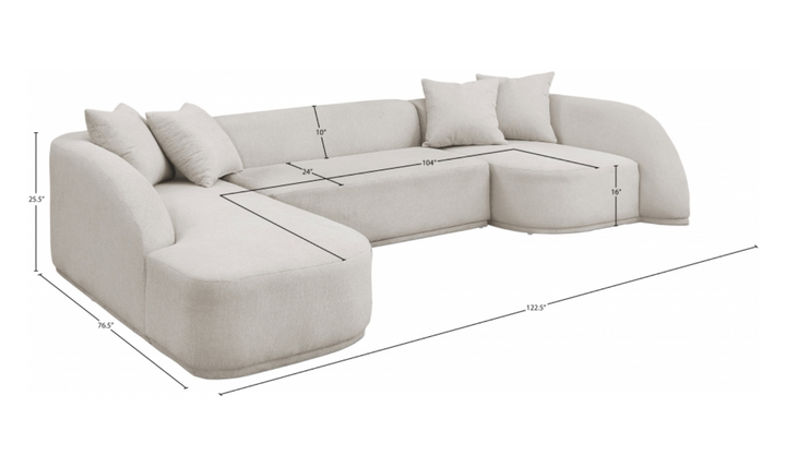 Meridian Furniture Rita Fabric Upholstered 3pc. Sectional Sofa
