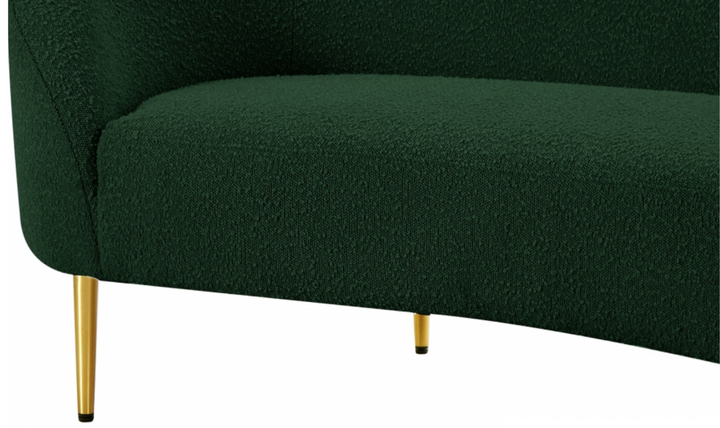 Meridian Furniture Ritz Boucle Fabric Loveseat with Gold Metal Legs