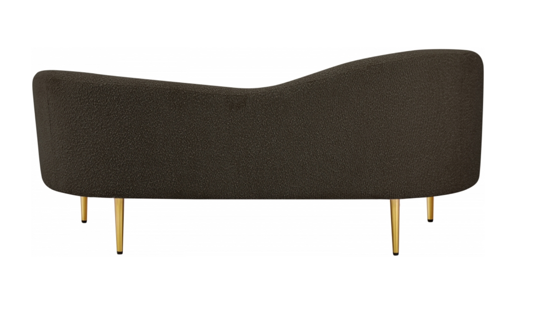 Meridian Furniture Ritz Boucle Fabric Loveseat with Gold Metal Legs
