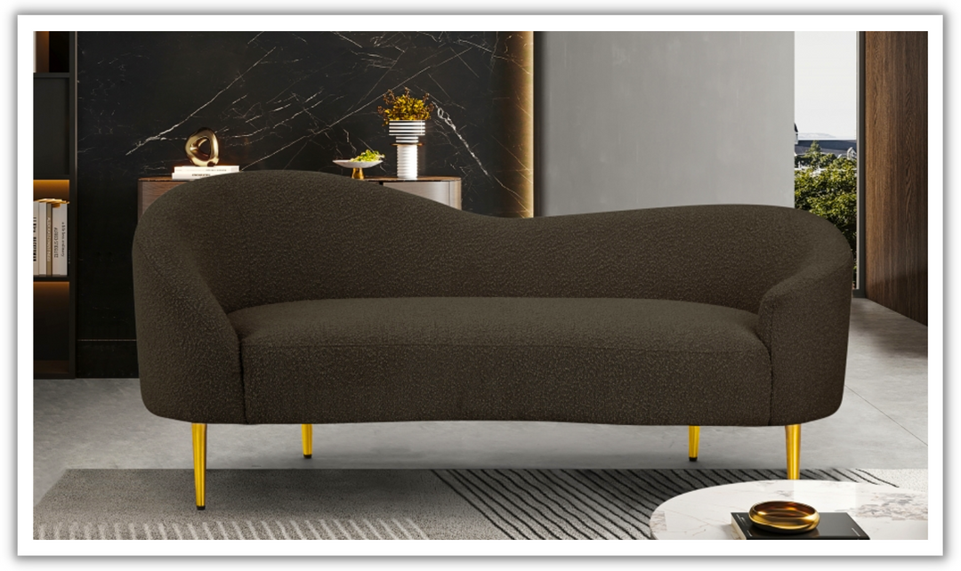 Meridian Furniture Ritz 2-Seater Boucle Fabric Upholstered Loveseat-Jennifer Furniture