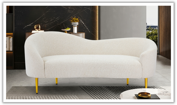 Meridian Furniture Ritz 2-Seater Boucle Fabric Upholstered Loveseat-Jennifer Furniture