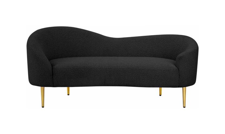 Meridian Furniture Ritz Boucle Fabric Loveseat with Gold Metal Legs
