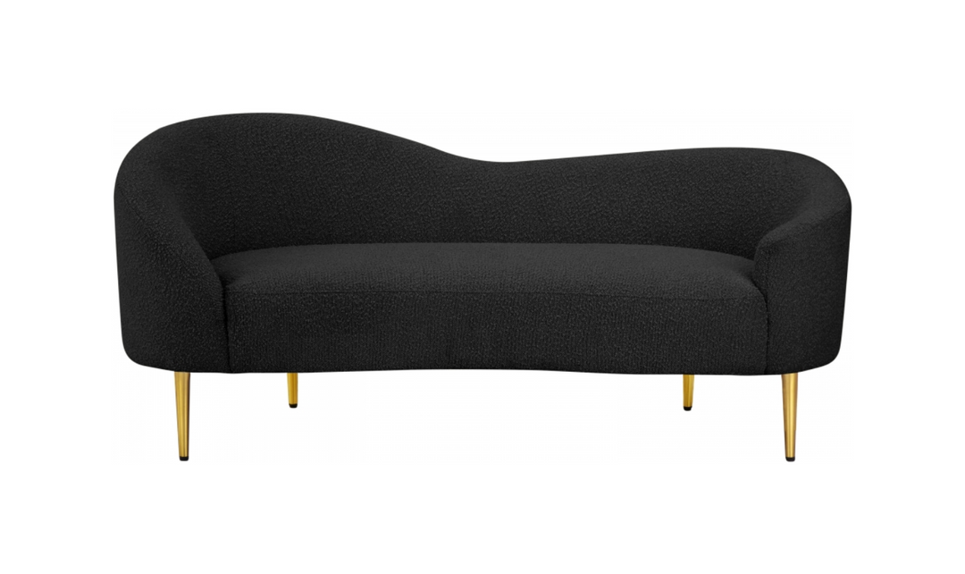 Meridian Furniture Ritz Boucle Fabric Loveseat with Gold Metal Legs