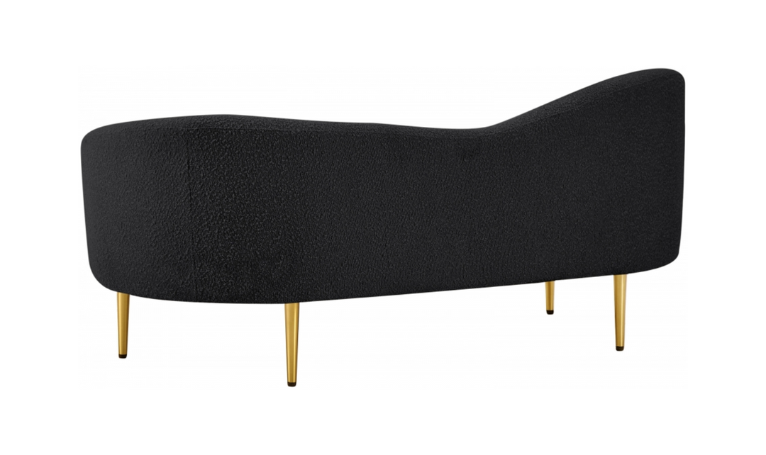 Meridian Furniture Ritz Boucle Fabric Loveseat with Gold Metal Legs