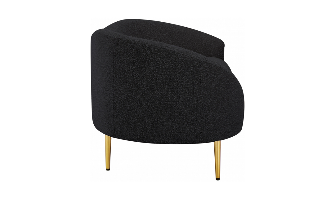 Meridian Furniture Ritz Boucle Fabric Loveseat with Gold Metal Legs