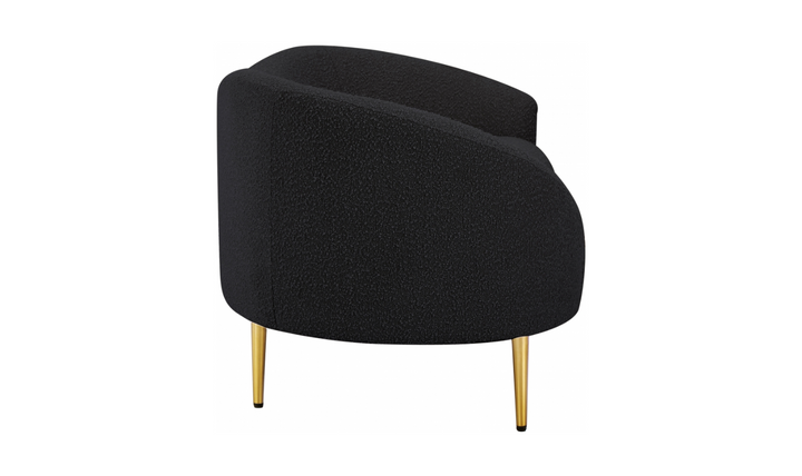 Meridian Furniture Ritz Boucle Fabric Loveseat with Gold Metal Legs