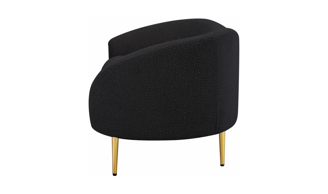 Meridian Furniture Ritz Boucle Fabric Loveseat with Gold Metal Legs