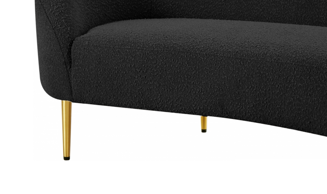 Meridian Furniture Ritz Boucle Fabric Loveseat with Gold Metal Legs