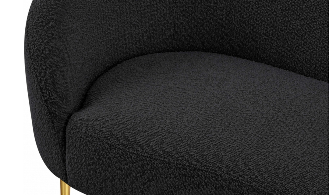 Meridian Furniture Ritz Boucle Fabric Loveseat with Gold Metal Legs